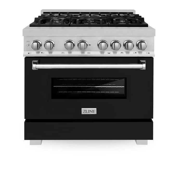 ZLINE 36" Bundle Range RAS-BLM-36 & Range Hood 8654BLM-36, 2KP-RASBLMRH3609K