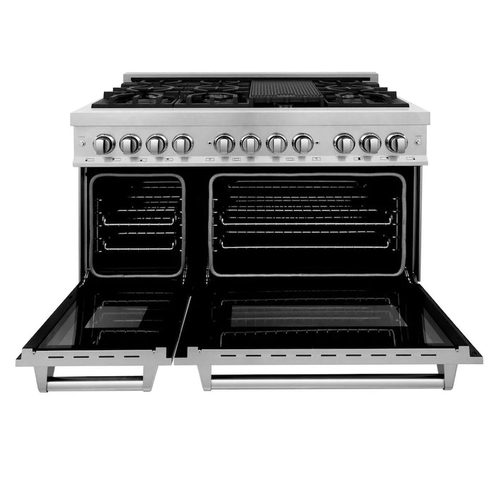 ZLINE 48" Bundled Stainless DualRange RangeHood Dishwasher 3KP-RASRH48-DWV09K
