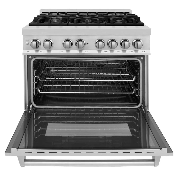 ZLINE Kitchen Package Refrigerator, Range,Range Hood , Dishwasher,  4KPR-RARH36-DWV09K