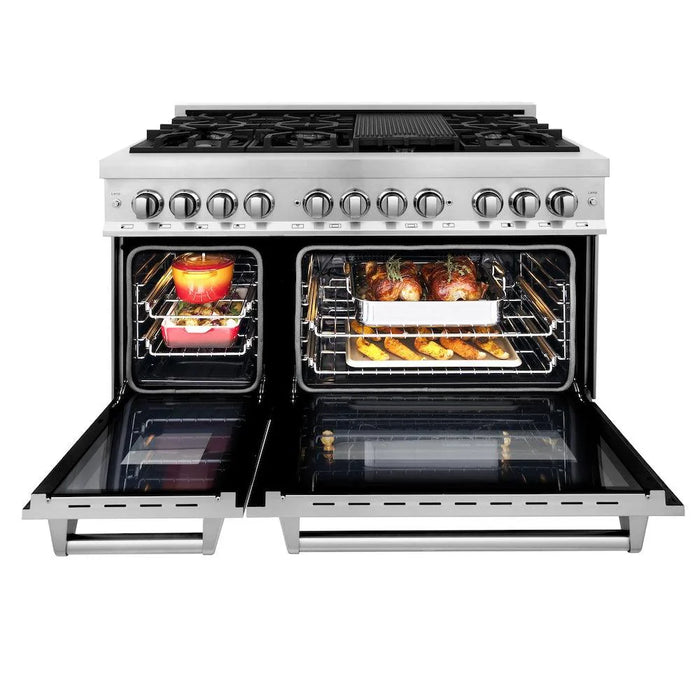 ZLINE Kitchen Package Refrigerator, Range , Range Hood , Microwave, Dishwasher 5KPR-RARH48-MWDWV09K