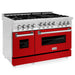ZLINE 48" Gas on Gas Range in Stainless, Red Gloss Doors, RG-RG-48 - Farmhouse Kitchen and Bath