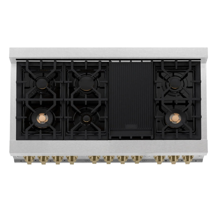 ZLINE 48" Autograph Gas Range, DuraSnow, White Door, RGSZ-WM-48-CB - Farmhouse Kitchen and Bath