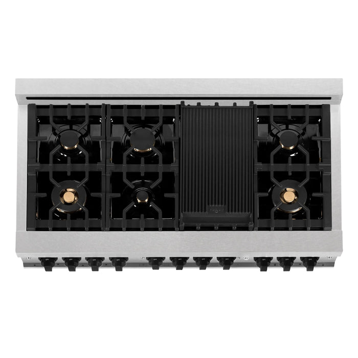 ZLINE 48" Autograph Gas Range, DuraSnow, White Door, RGSZ-WM-48-MB - Farmhouse Kitchen and Bath