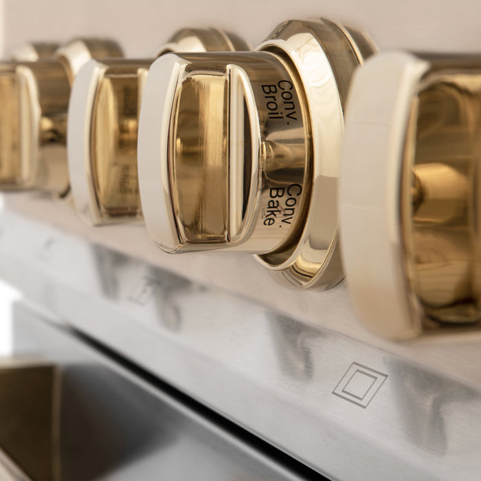 ZLINE 48" Autograph Edition Stainless Gas Range, Gold Accent, RGZ-48-G - Farmhouse Kitchen and Bath