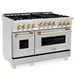 ZLINE 48" Autograph Edition Stainless Gas Range, Gold Accent, RGZ-48-G - Farmhouse Kitchen and Bath