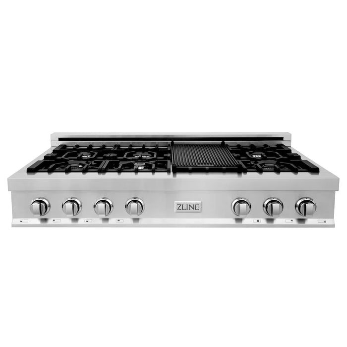 ZLINE Kitchen Package Refrigerator, Rangetop, Rangehood, Wall Oven, 4KPR-RTRH48-AWD09K