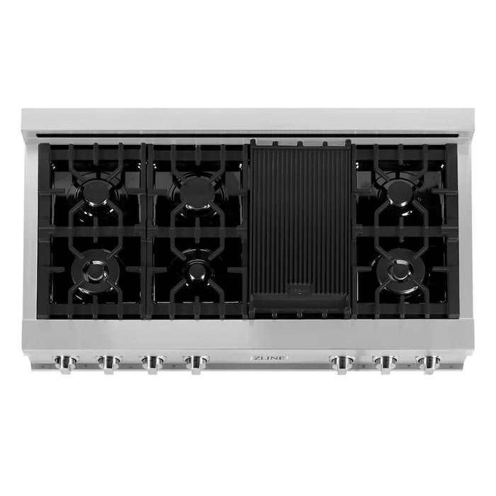 ZLINE Kitchen Package Refrigerator, Rangetop, Wall Oven, Microwave 4KPR-RT48-MWAWS09K