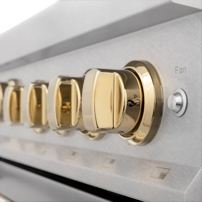 ZLINE 36" Autograph Edition Gas Range, Gas Oven DuraSnow, RGSZ-SN-36-G - Farmhouse Kitchen and Bath