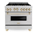 ZLINE 36" Autograph Edition Gas Range, Gas Oven DuraSnow, RGSZ-SN-36-G - Farmhouse Kitchen and Bath