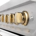 ZLINE 36" Autograph Gas Range, DuraSnow, White Door, Gold RGSZ-WM-36-G - Farmhouse Kitchen and Bath