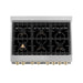 ZLINE 36" Autograph Gas Range, DuraSnow, White Door, Gold RGSZ-WM-36-G - Farmhouse Kitchen and Bath