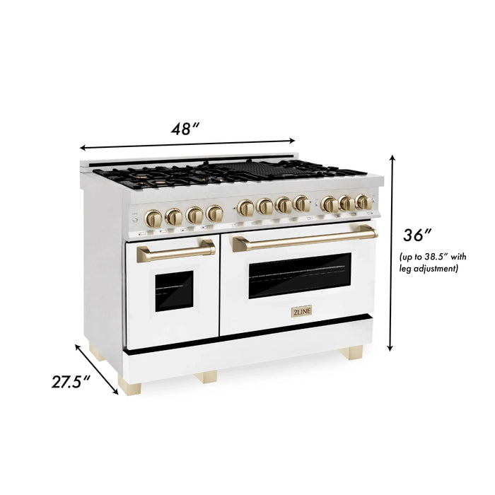 ZLINE 48" Autograph Gas Range, DuraSnow, White Door, RGSZ-WM-48-G - Farmhouse Kitchen and Bath