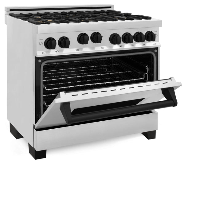 ZLINE 36" Autograph Edition, Gas Range, Gas Oven, RGZ-36-MB - Farmhouse Kitchen and Bath