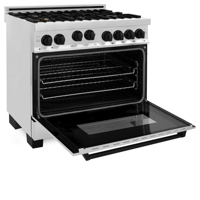 ZLINE 36" Autograph Edition, Gas Range, Gas Oven, RGZ-36-MB - Farmhouse Kitchen and Bath