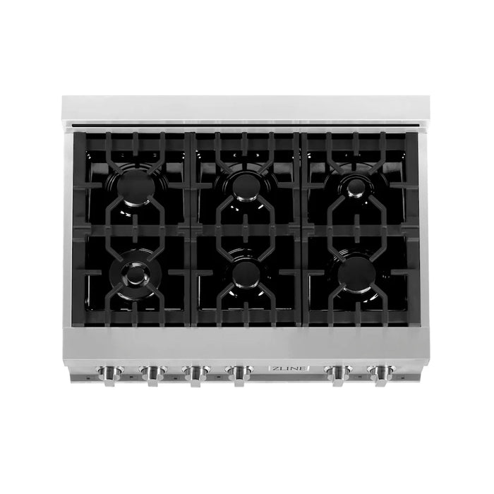 ZLINE Kitchen Package Refrigerator, Rangetop, Rangehood, Wall Oven, 4KPR-RTRH36-AWD09K