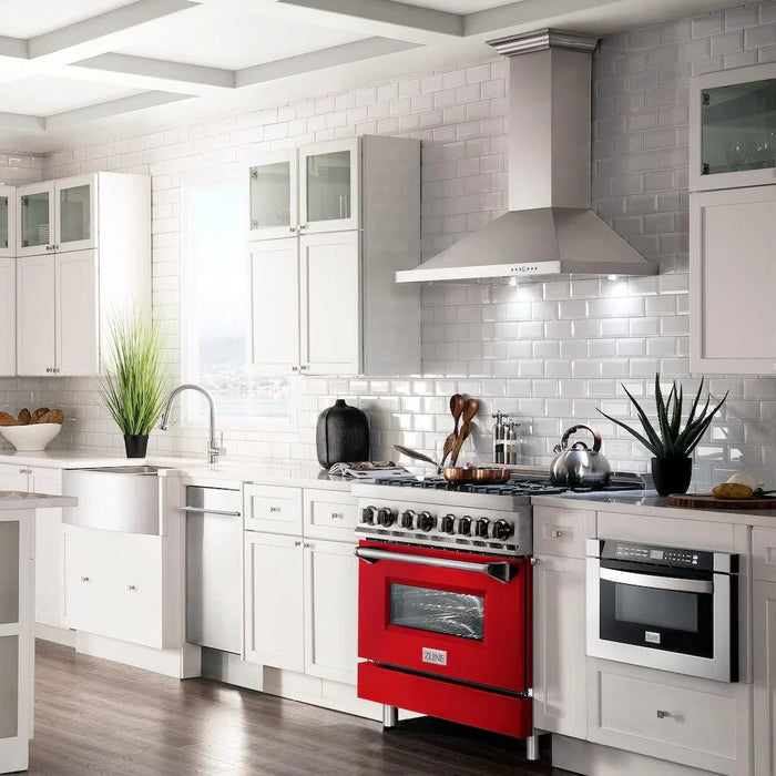 ZLINE 36" Bundle Range RA-RM-36 & Wall Range Hood KB-36, 2KP-RARMRH3609K