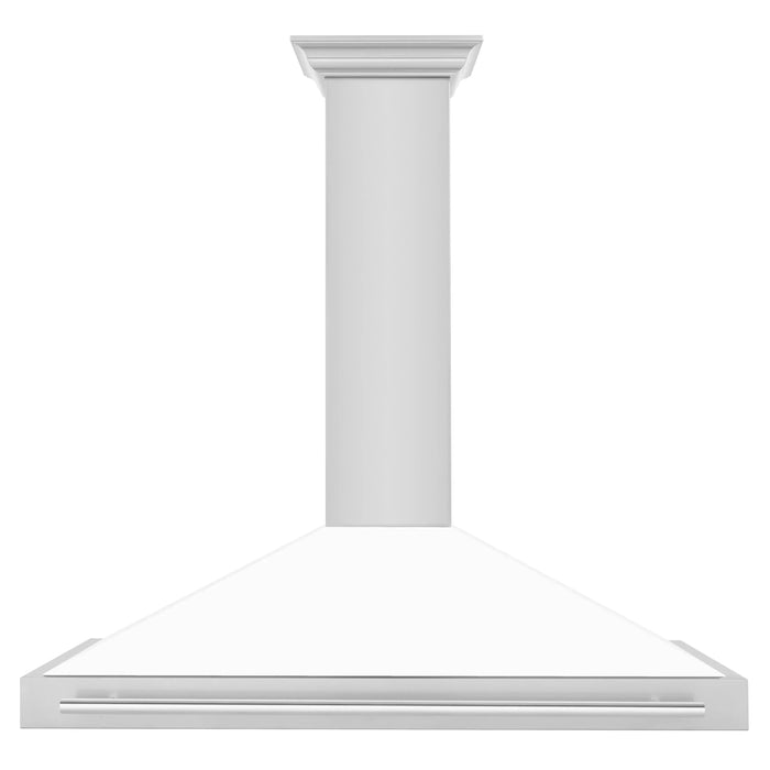 ZLINE 48" Stainless Hood, White Matte, Stainless Handle KB4STX-WM-4809K