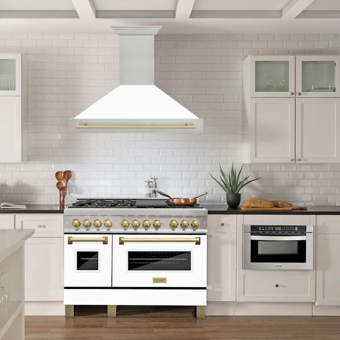 ZLINE 48" Autograph DuraSnow White Range Hood 8654SNZ-WM48-G09K
