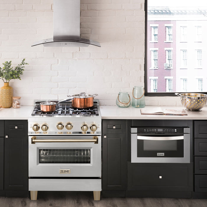 ZLINE 30" Autograph Edition, Gas Range, Gas Oven White Door, RGZ-30-G - Farmhouse Kitchen and Bath