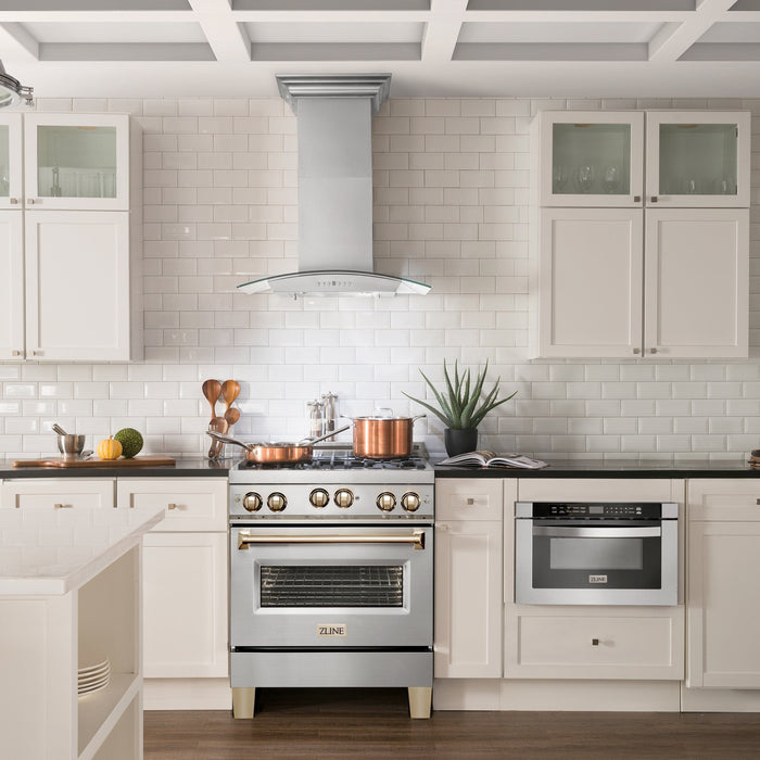 ZLINE 30" Autograph Edition, Gas Range, Gas Oven White Door, RGZ-30-G - Farmhouse Kitchen and Bath