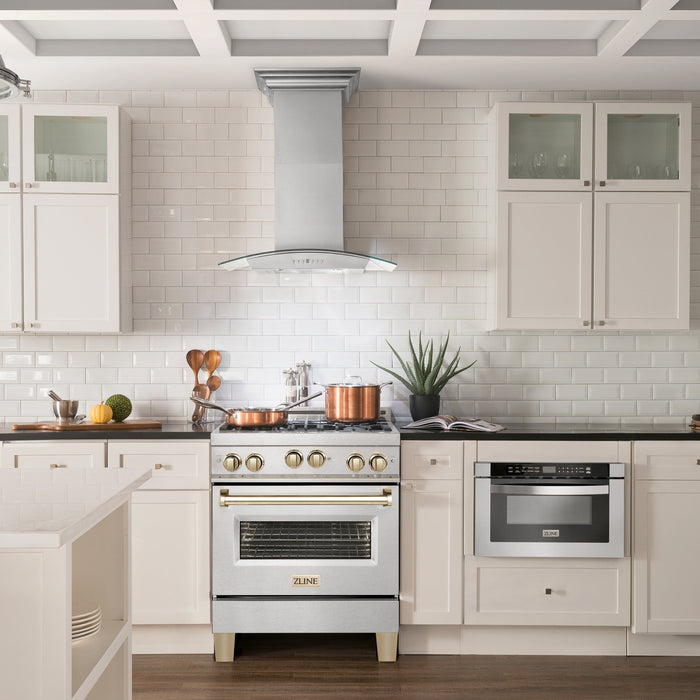 ZLINE 30" Autograph Gas Range Gas, DuraSnow, RGSZ-SN-30-G - Farmhouse Kitchen and Bath