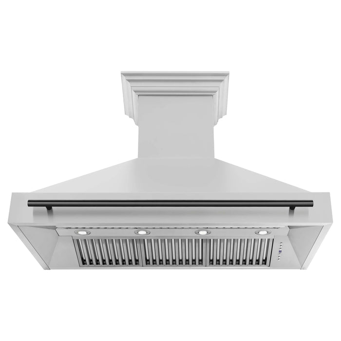 ZLINE 48" Autograph Stainless Wall Range Hood, Black Handle 8654STZ-48-MB09K