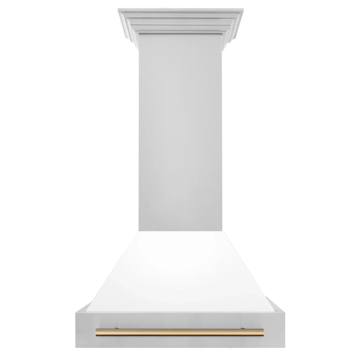 ZLINE 30" Autograph Stainless Wall Range Hood, White, 8654STZ-WM30-CB09K