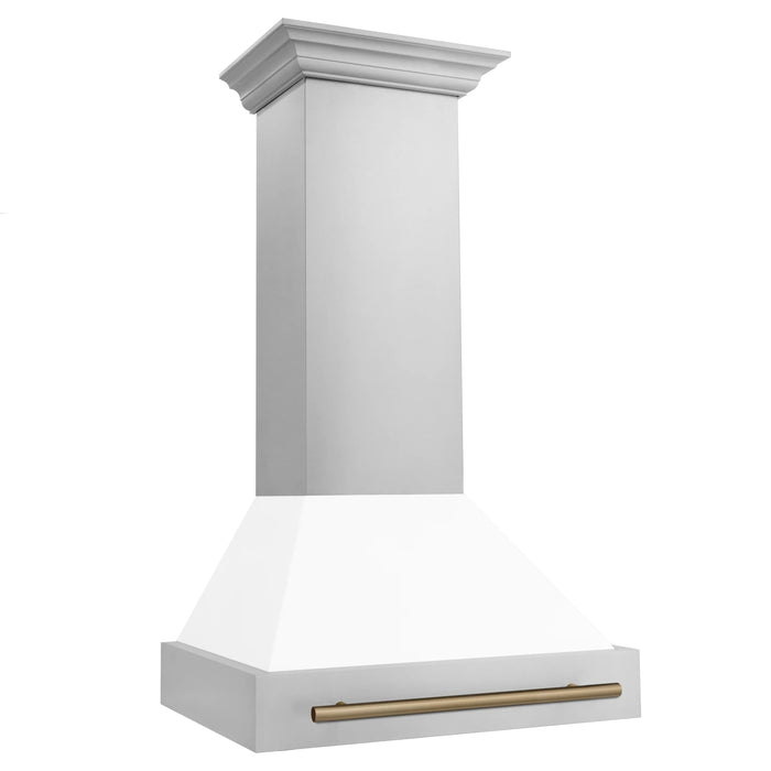 ZLINE 30" Autograph Stainless Wall Range Hood, White, 8654STZ-WM30-CB09K