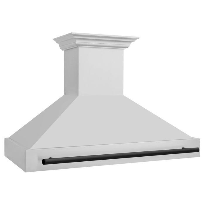 ZLINE 48" Autograph Stainless Wall Range Hood, Black Handle 8654STZ-48-MB09K