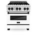 ZLINE 30" Autograph Gas Range, DuraSnow, White Door, RGSZ-WM-30-MB - Farmhouse Kitchen and Bath