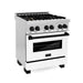 ZLINE 30" Autograph Gas Range, DuraSnow, White Door, RGSZ-WM-30-MB - Farmhouse Kitchen and Bath