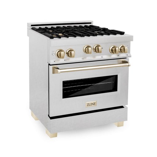 ZLINE 30" Autograph Gas Range Gas, DuraSnow, RGSZ-SN-30-G - Farmhouse Kitchen and Bath