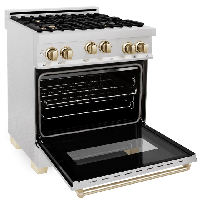 ZLINE 30" Autograph Gas Range Gas, DuraSnow, RGSZ-SN-30-G - Farmhouse Kitchen and Bath