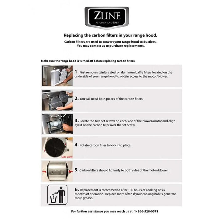 ZLINE 1 Set Charcoal Filters for Range Hoods w/Recirculating Option CF1 - Farmhouse Kitchen and Bath