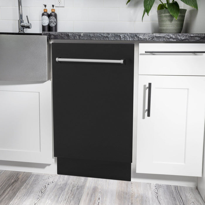 ZLINE 18" Dishwasher in Black matt panel, Stainless Tub, DWV - BLM - 18 - Farmhouse Kitchen and Bath