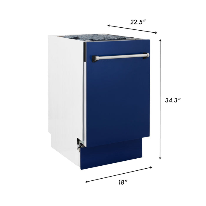 ZLINE 18" Dishwasher in Blue gloss panel, Stainless Tub, DWV - BG - 18 - Farmhouse Kitchen and Bath