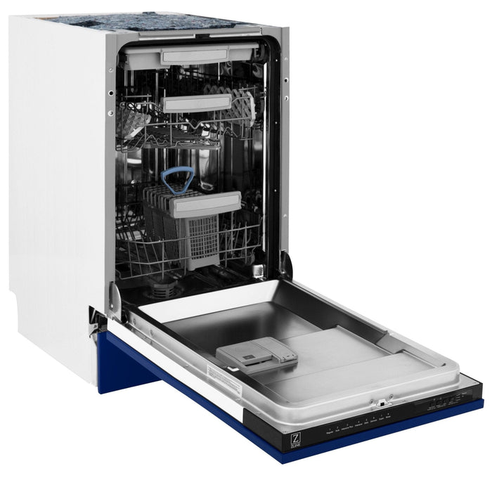 ZLINE 18" Dishwasher in Blue gloss panel, Stainless Tub, DWV - BG - 18 - Farmhouse Kitchen and Bath