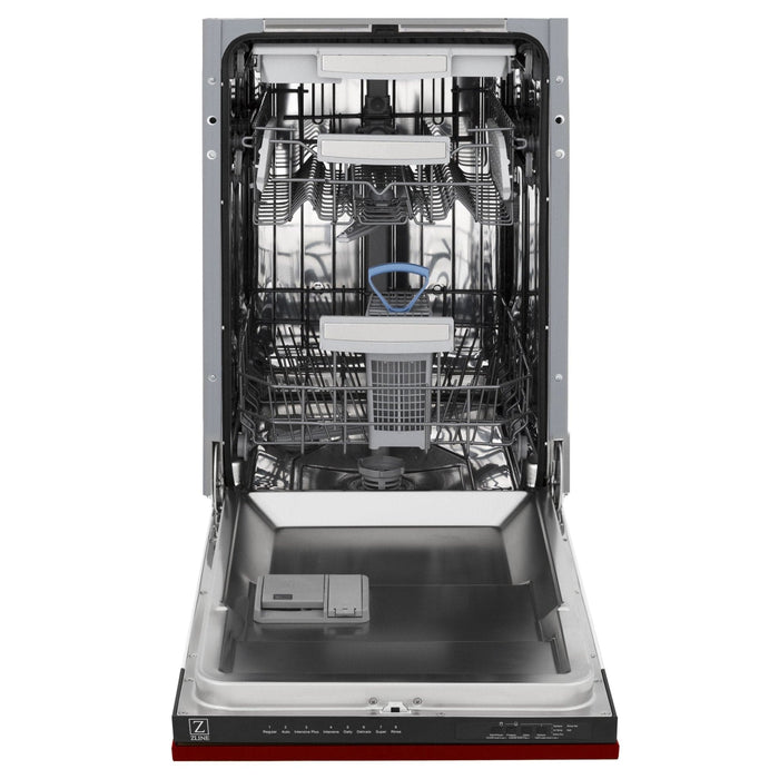 ZLINE 18" Dishwasher, Red Gloss panel, Stainless Tub, DWV - RG - 18 - Farmhouse Kitchen and Bath