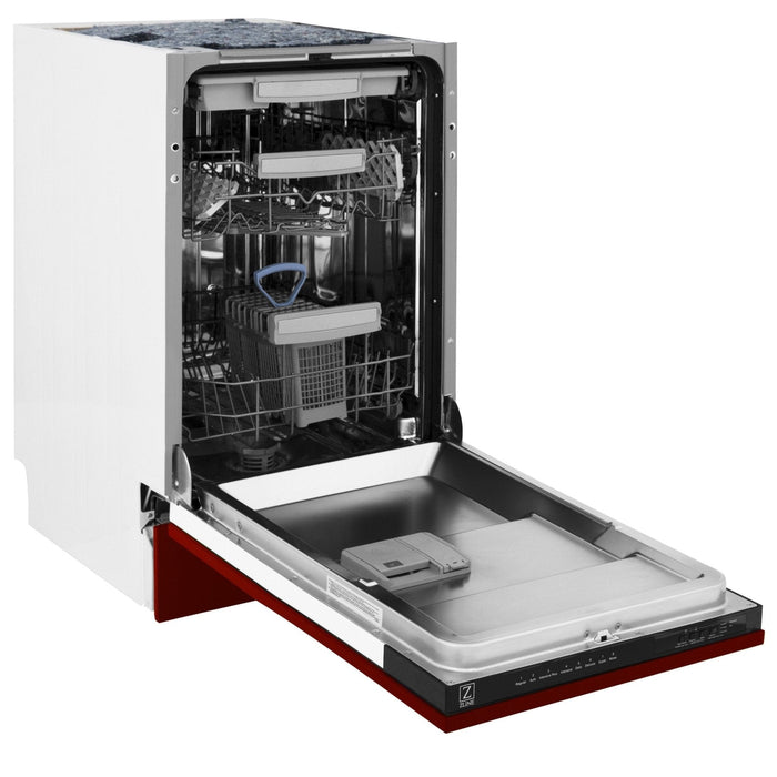 ZLINE 18" Dishwasher, Red Gloss panel, Stainless Tub, DWV - RG - 18 - Farmhouse Kitchen and Bath