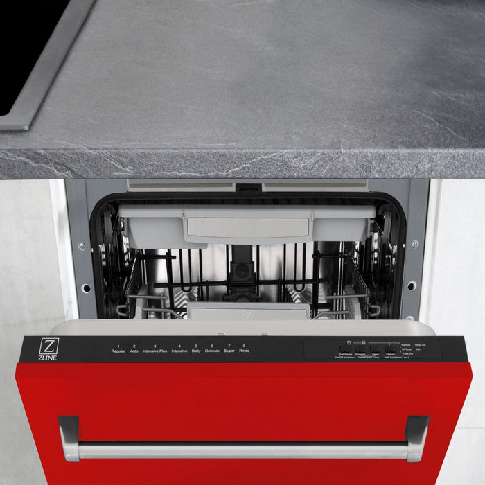 ZLINE 18" Dishwasher, Red Matt panel, Stainless Tub, DWV - RM - 18 - Farmhouse Kitchen and Bath