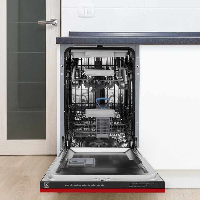 ZLINE 18" Dishwasher, Red Matt panel, Stainless Tub, DWV - RM - 18 - Farmhouse Kitchen and Bath