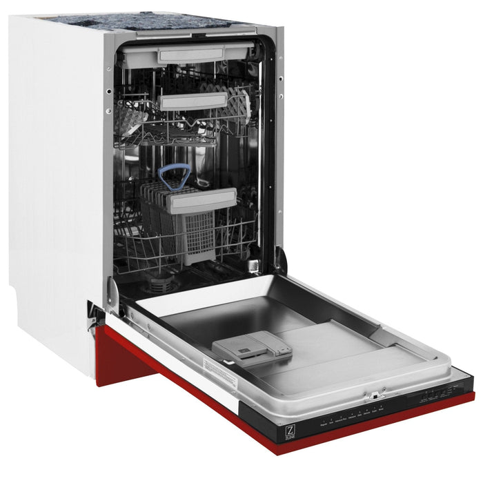 ZLINE 18" Dishwasher, Red Matt panel, Stainless Tub, DWV - RM - 18 - Farmhouse Kitchen and Bath