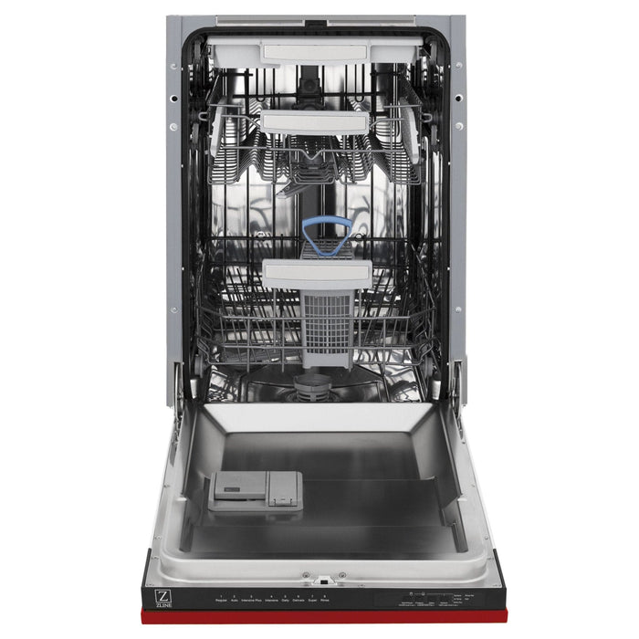 ZLINE 18" Dishwasher, Red Matt panel, Stainless Tub, DWV - RM - 18 - Farmhouse Kitchen and Bath