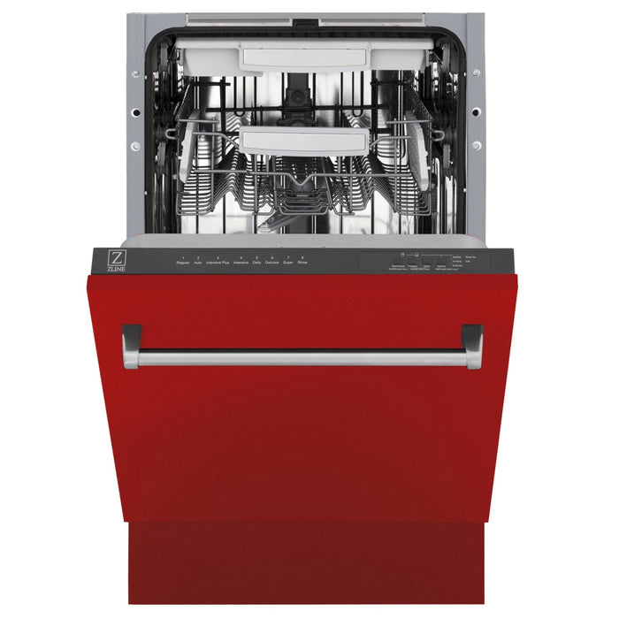 ZLINE 18" Dishwasher, Red Matt panel, Stainless Tub, DWV - RM - 18 - Farmhouse Kitchen and Bath