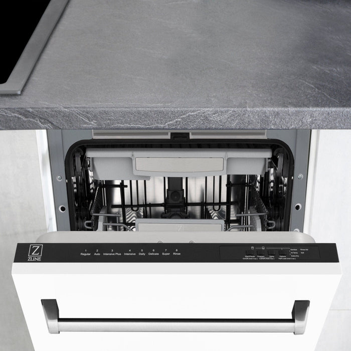 ZLINE 18" Dishwasher, White Matte panel, Stainless Tub, DWV - WM - 18 - Farmhouse Kitchen and Bath