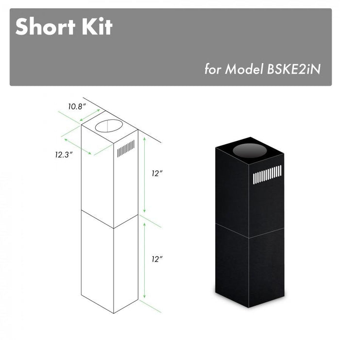 ZLINE 2 - 12" Short Chimney Pieces for 7 ft. to 8 ft. Ceilings (SK - BSKE2iN) - Farmhouse Kitchen and Bath