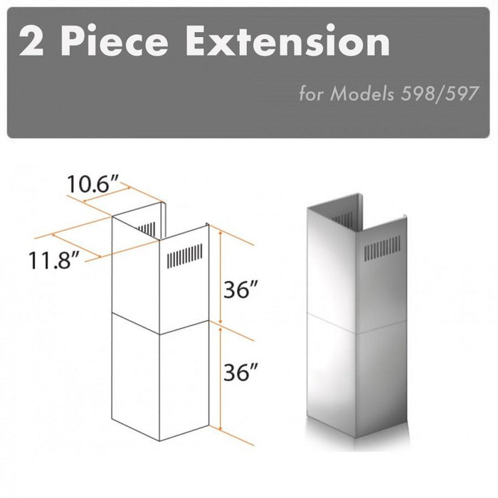 ZLINE 2 Piece Chimney Extension, 2PCEXT - 587/597 - Farmhouse Kitchen and Bath