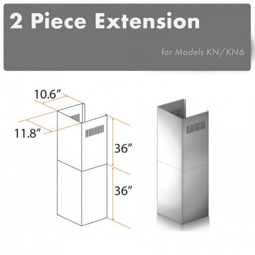 ZLINE 2 Piece Chimney Extension for 12' Ceiling, 2PCEXT - KN - Farmhouse Kitchen and Bath