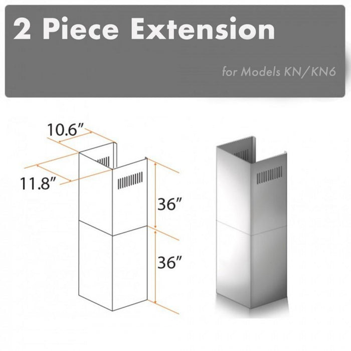 ZLINE 2 Piece Chimney Extension for 12' Ceiling, 2PCEXT - KN - Farmhouse Kitchen and Bath