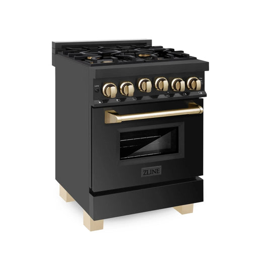 ZLINE 24" Autograph Addition Gas Range, Black stainless,RGBZ - 24 - G - Farmhouse Kitchen and Bath